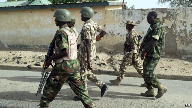 Soldats nigérians dans l'état Goniri, Yobe. Photo 16 Mars 2015